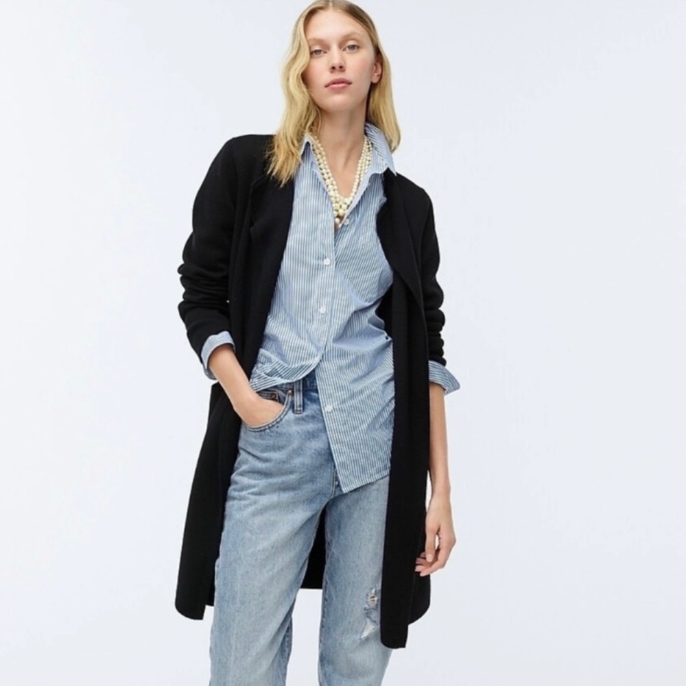 J. Crew Black Juliette Collarless Sweater Cardigan